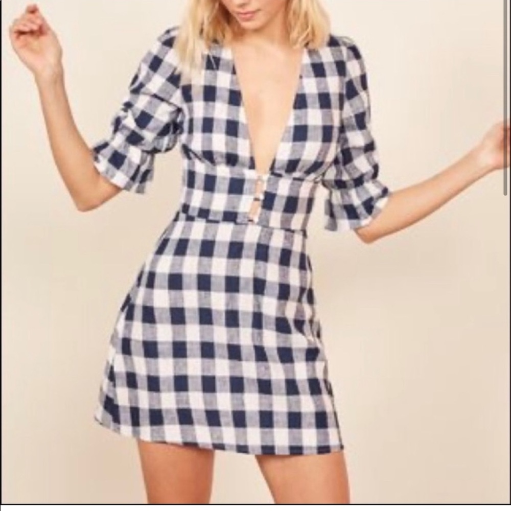 COPY - Reformation blue & white gingham mini dress